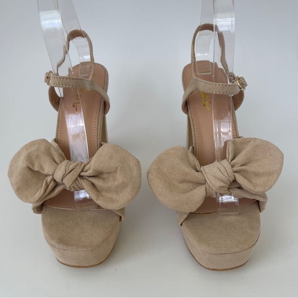 Lulu's Tan Platform Sandals with Slingback Strap - Picture 1 of 9